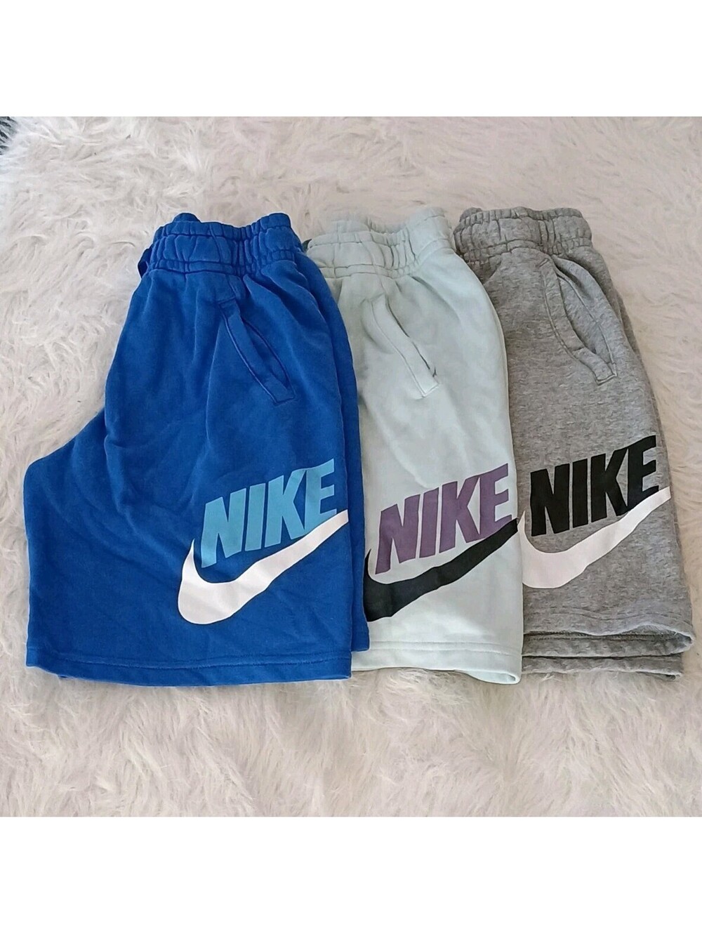 Nike Youth Boys Large Shorts Set of 3 Sweatshorts Blue, White, Grey, Multicolor